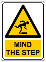 1423 MIND THE STEP Safety Metal Aluminium Plaque Sign Factory Shop Office Door