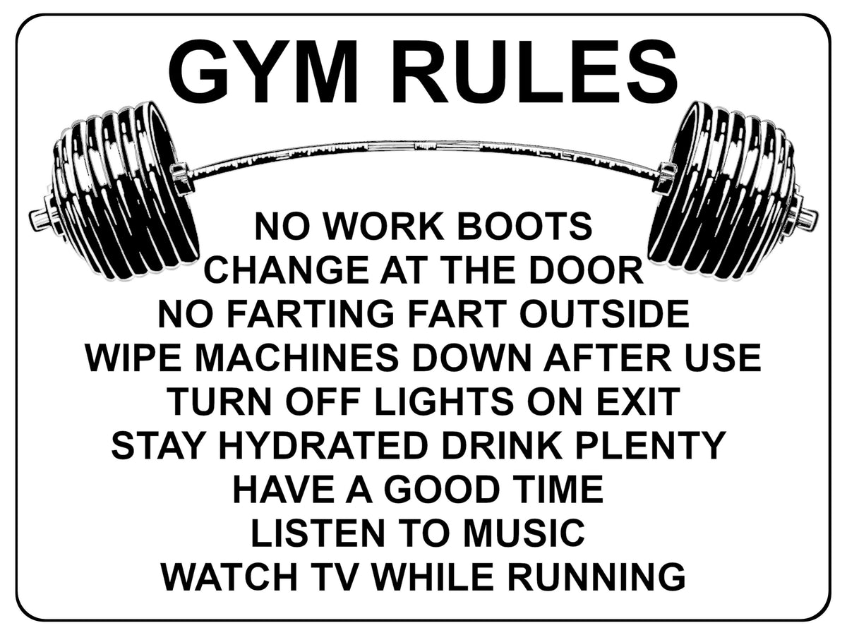 1352 GYM RULES Funny Metal Aluminium Plaque Sign Fitness House Shed Door Wall