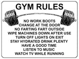 1352 GYM RULES Funny Metal Aluminium Plaque Sign Fitness House Shed Door Wall