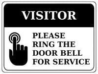 1332 VISITOR PLEASE RING THE DOOR BELL FOR SERVICE Metal Aluminium Plaque Sign