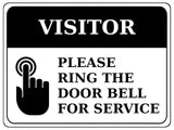 1332 VISITOR PLEASE RING THE DOOR BELL FOR SERVICE Metal Aluminium Plaque Sign