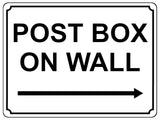 1371 POST BOX ON WALL Arrow Right Metal Aluminium Plaque Sign House Office Door