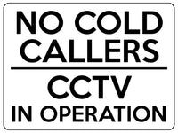 1843 NO COLD CALLERS CCTV IN OPERATION Door Metal Aluminium Plaque Sign