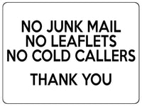 1559 NO JUNK MAIL NO LEAFLETS NO COLD CALLERS Metal Aluminium Plaque Sign Door