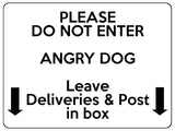 1605 DO NOT ENTER ANGRY DOG DELIVERIES & POST Metal Aluminium Plaque Sign Door