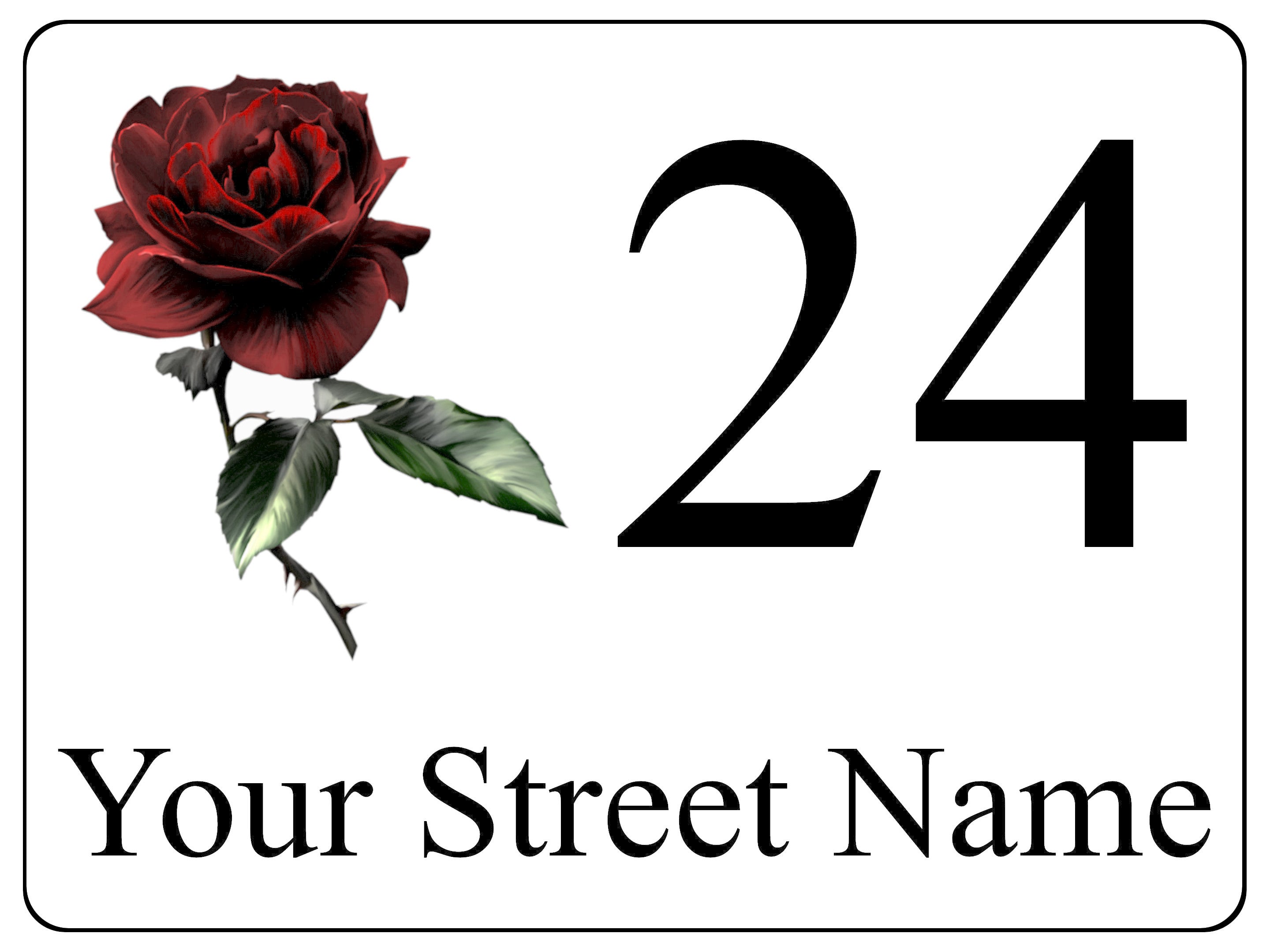 1458 Custom Personalised Address Rose Metal Aluminium Plaque Sign House Door Office