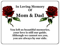 1412 In Loving Memory Of Mom & Dad Memorial Funeral Metal Aluminium Plaque Sign