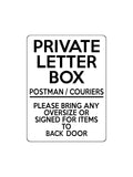 1681 PRIVATE LETTER BOX Postman Back Door Metal Aluminium Plaque Sign Letters