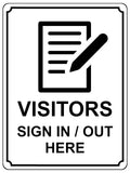 1395 VISITORS SIGN IN / OUT HERE Metal Aluminium Plaque Sign Door Wall Hotel