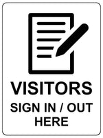 1394 VISITORS SIGN IN / OUT HERE Metal Aluminium Plaque Sign Door Wall Hotel