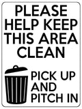 1525 PLEASE HELP KEEP THIS AREA CLEAN Metal Aluminium Plaque Bin Sign Office