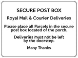 1749 SECURE POST BOX Royal Mail & Courier Door Gate Metal Aluminium Plaque Sign