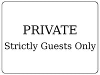 1434 PRIVATE Strictly Guests Only Metal Aluminium Plaque Sign Hotel Door Wall