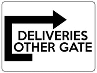 1760 DELIVERIES OTHER GATE Arrow Right Door Metal Aluminium Plaque Sign