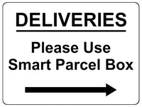 1603 DELIVERIES Please Use Smart Parcel Box --> Metal Aluminium Plaque Sign Door