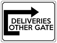 1761 DELIVERIES OTHER GATE Arrow Right Door Metal Aluminium Plaque Sign