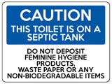 1614 CAUTION THIS TOILET IS ON A SEPTIC TANK Aluminium Plaque Sign Bathroom Door