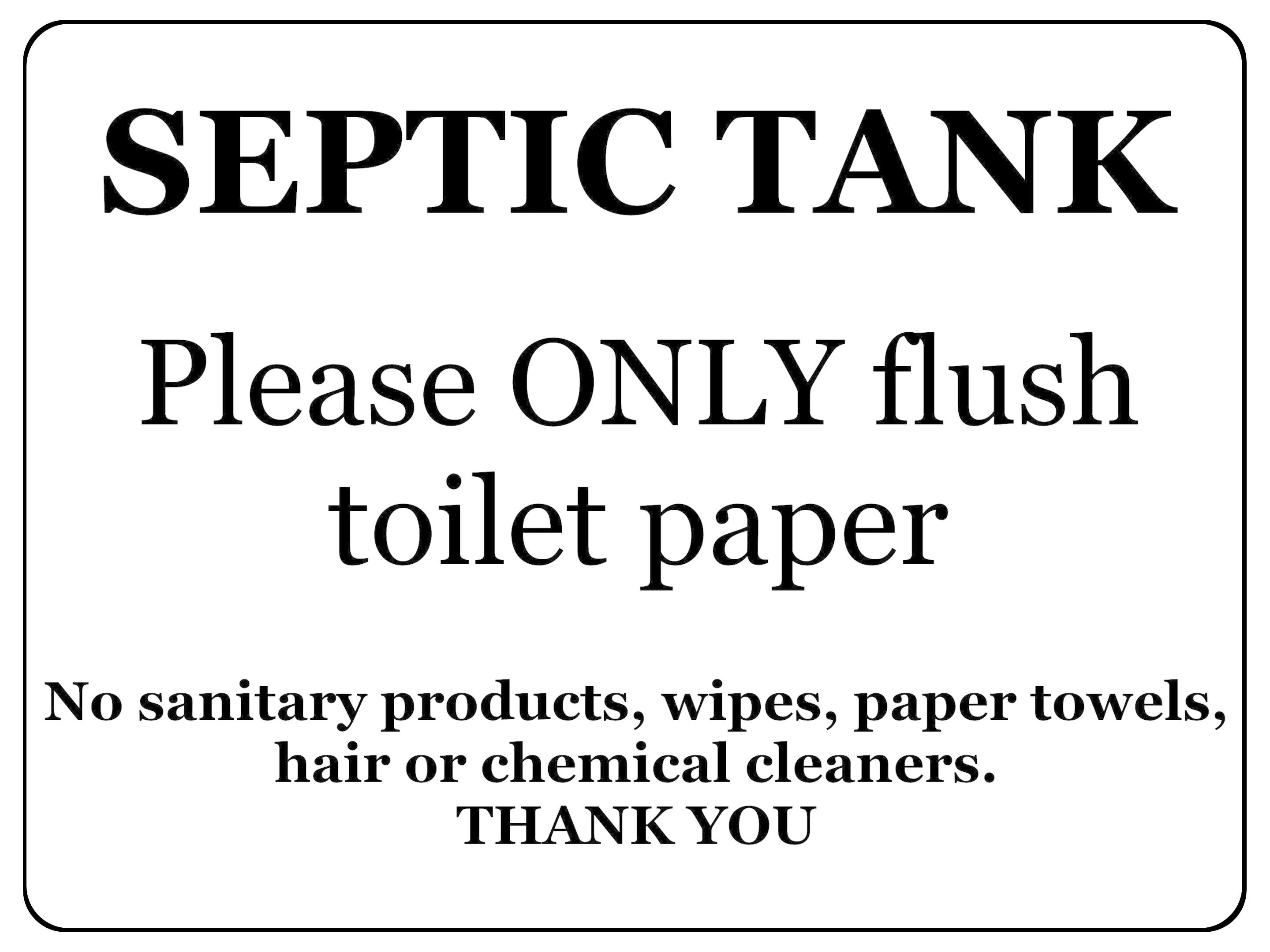 1410 SEPTIC TANK Please ONLY flush toilet paper Metal Aluminium Plaque Sign Bathroom