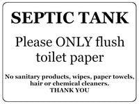 1410 SEPTIC TANK Please ONLY flush toilet paper Metal Aluminium Plaque Sign Bathroom