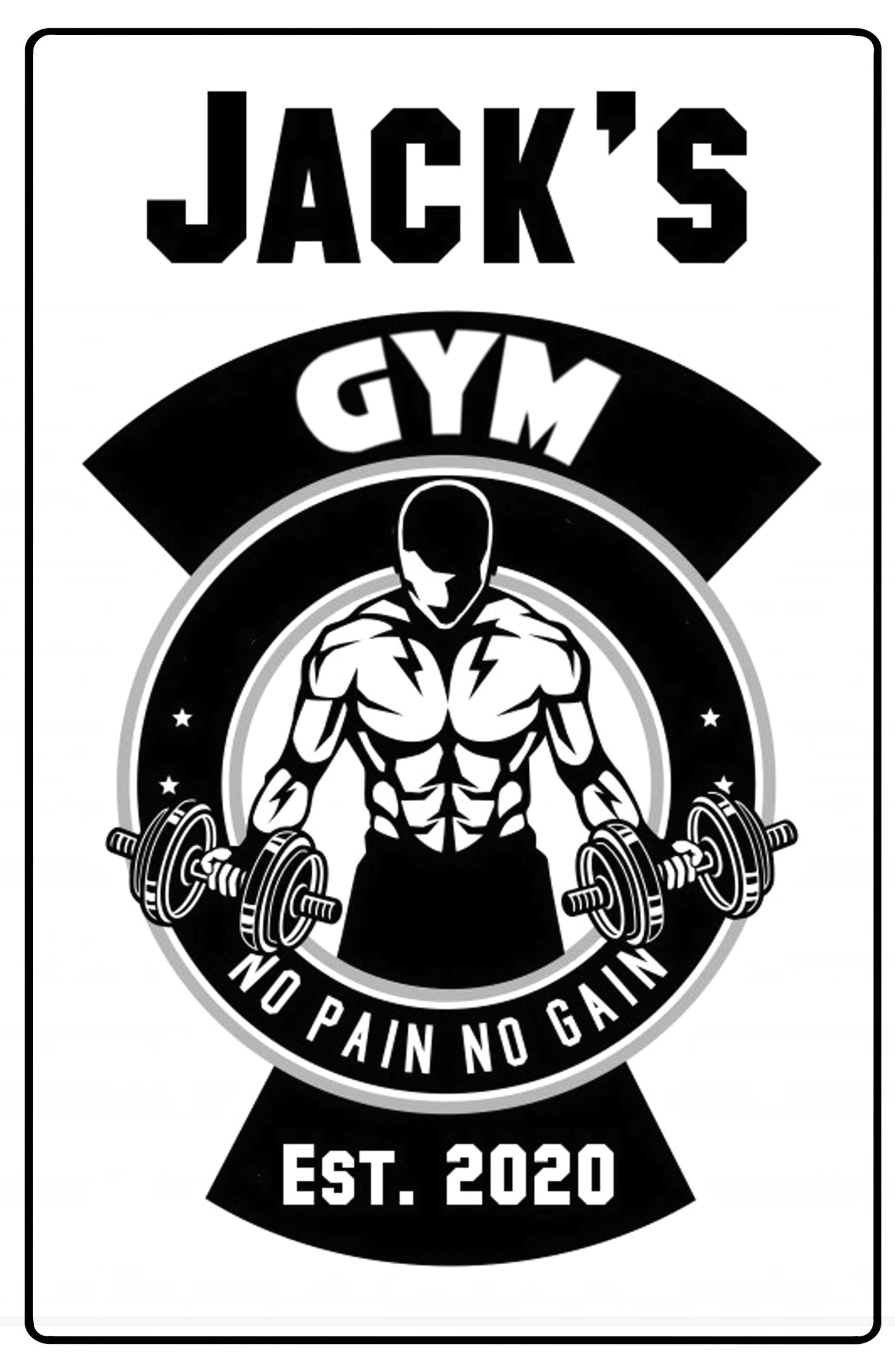 Custom Personalised Gym No Pain No Gain Metal Aluminium Sign Plaque Fitness Door