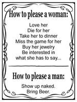 533 How to please a woman, man Funny Metal Aluminium Plaque Sign For Door House