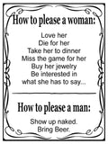 533 How to please a woman, man Funny Metal Aluminium Plaque Sign For Door House