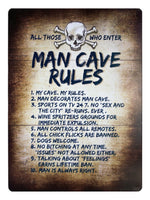 600 MAN CAVE RULES Funny Metal Aluminium Plaque Sign For Door Wall House Bar Pub