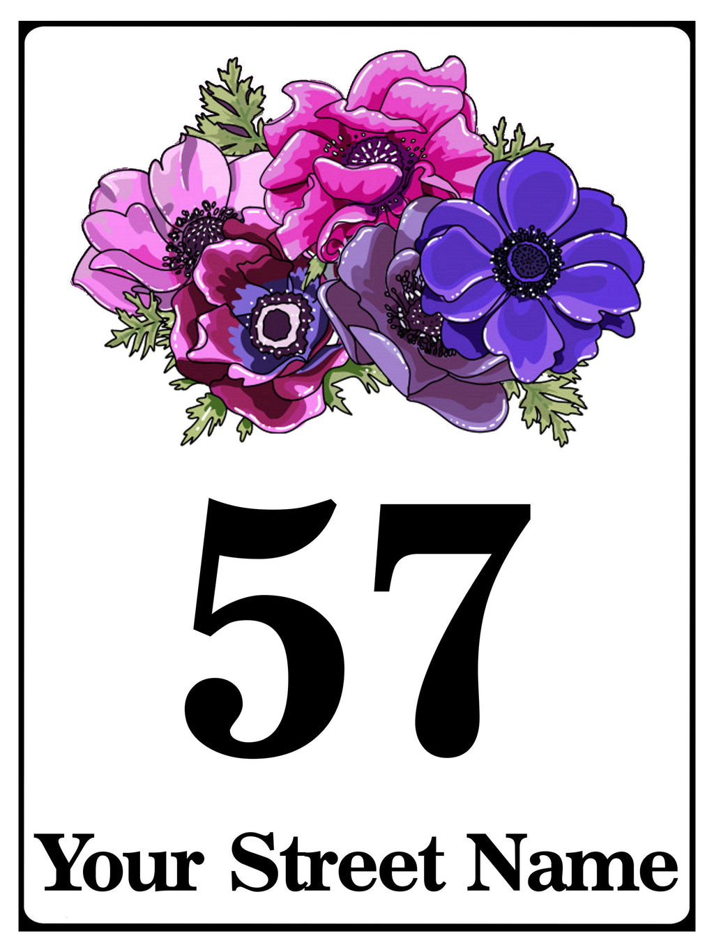 221 Custom Personalised Number Address Flowers House Metal Aluminium Sign Plaque For Door Wall