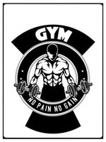 Custom Personalised Gym No Pain No Gain Metal Aluminium Sign Plaque Fitness Door