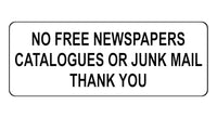 1313 NO FREE NEWSPAPERS CATALOGUES OR JUNK MAIL Metal Aluminium Plaque Sign Door