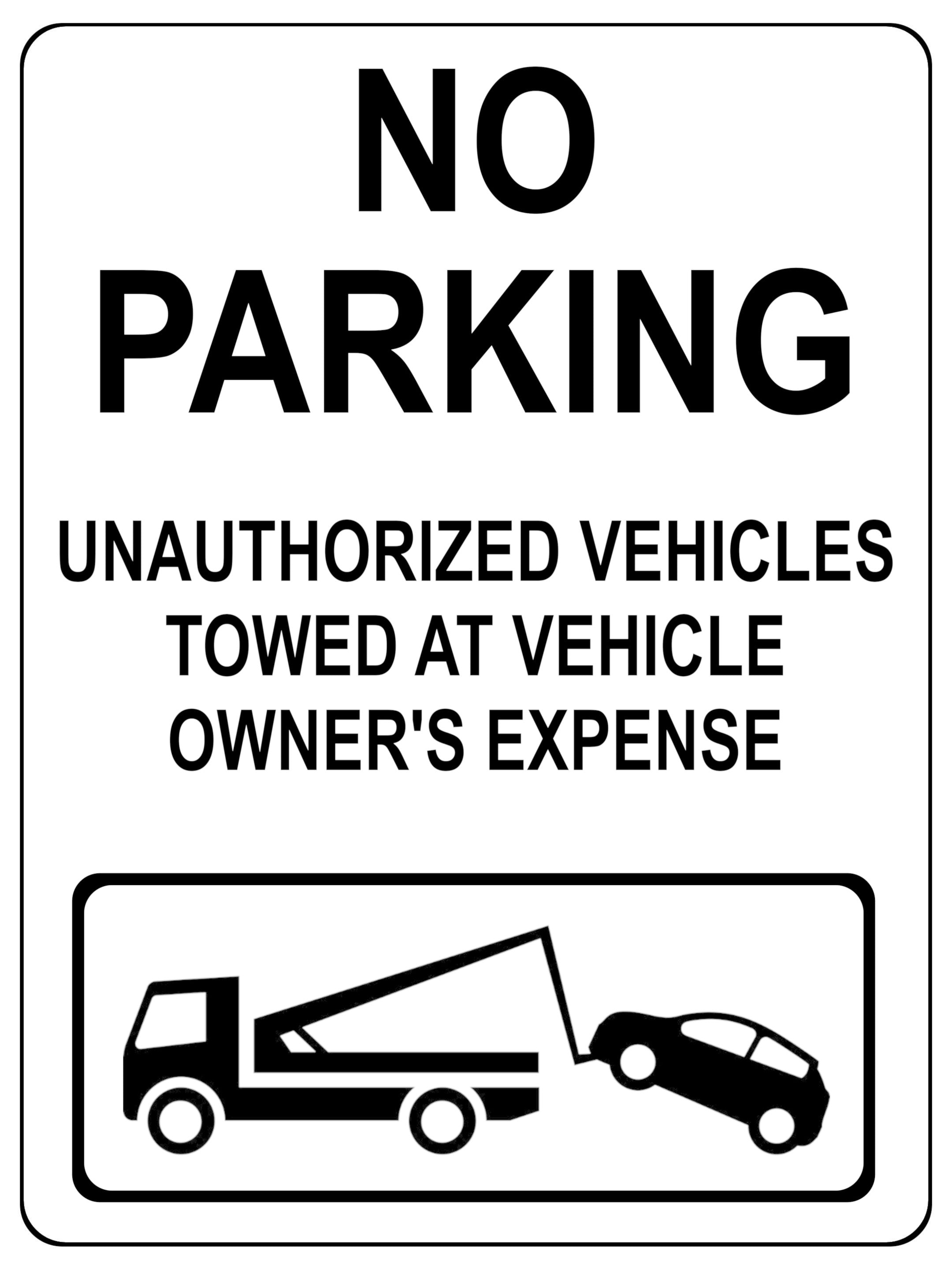 1262 NO PARKING UNAUTHORIZED VEHICLES TOWED Metal Aluminium Plaque Sign Gate House