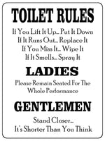 749 TOILET RULES Funny Metal Aluminium Plaque Sign For Door Wall House Office