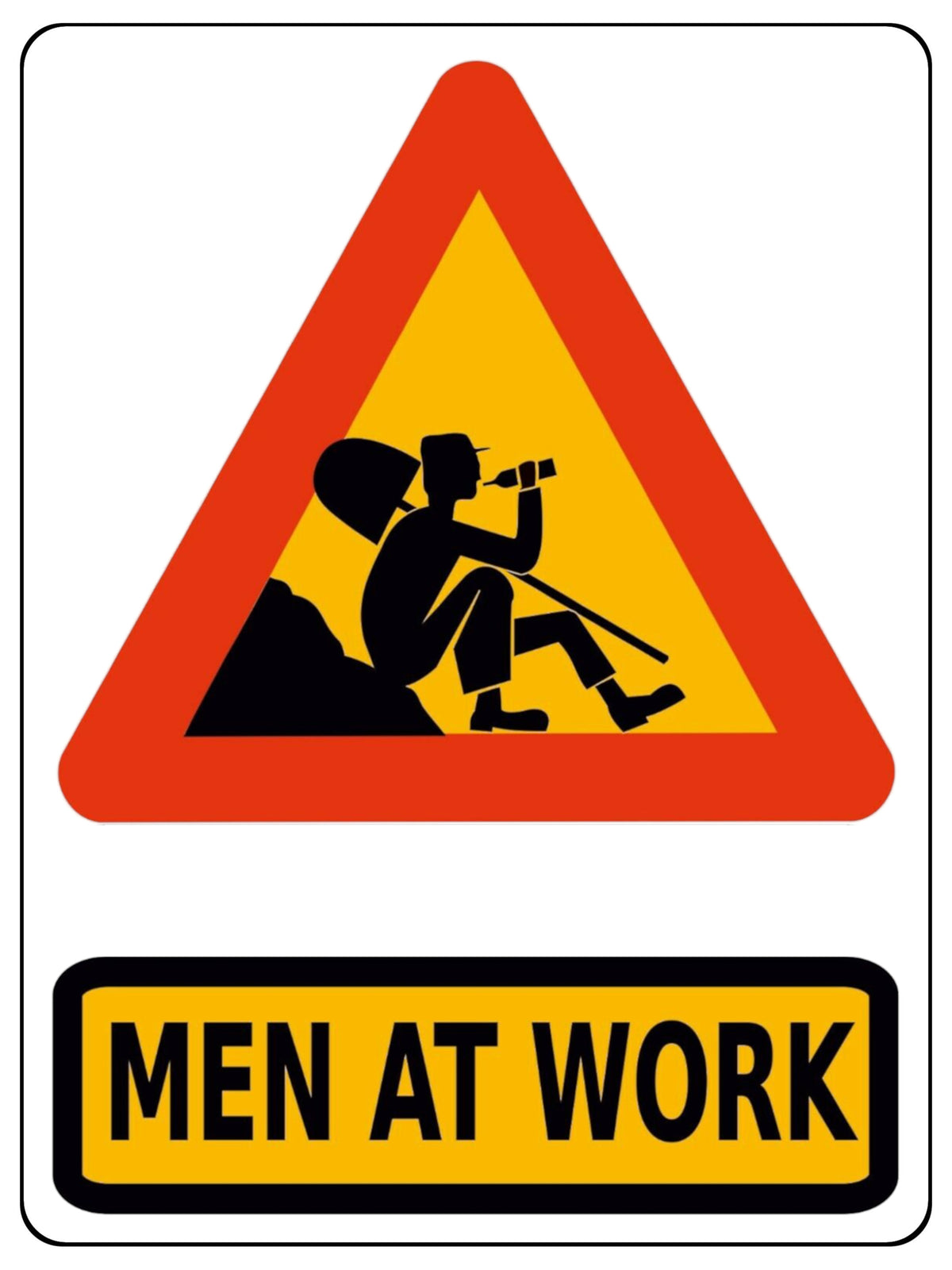 1158 MEN AT WORK Funny Joke Metal Aluminium Plaque Sign Alcohol House Garden
