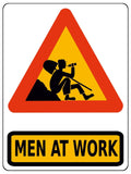 1158 MEN AT WORK Funny Joke Metal Aluminium Plaque Sign Alcohol House Garden