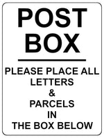 1093 POST BOX LETTERS & PARCELS Metal Aluminium Plaque Sign Door House Office