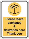 765 PLEASE LEAVE PACKAGES & DELIVERIES Metal Aluminium Plaque Sign Door Letters Parcel House