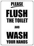 1288 PLEASE FLUSH THE TOILET AND WASH YOUR HANDS Metal Aluminium Plaque Sign