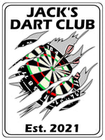 728 Personalised DART CLUB Name Man Cave Professionals & Amateurs Welcome Metal Aluminium Sign Door Plaque Pub