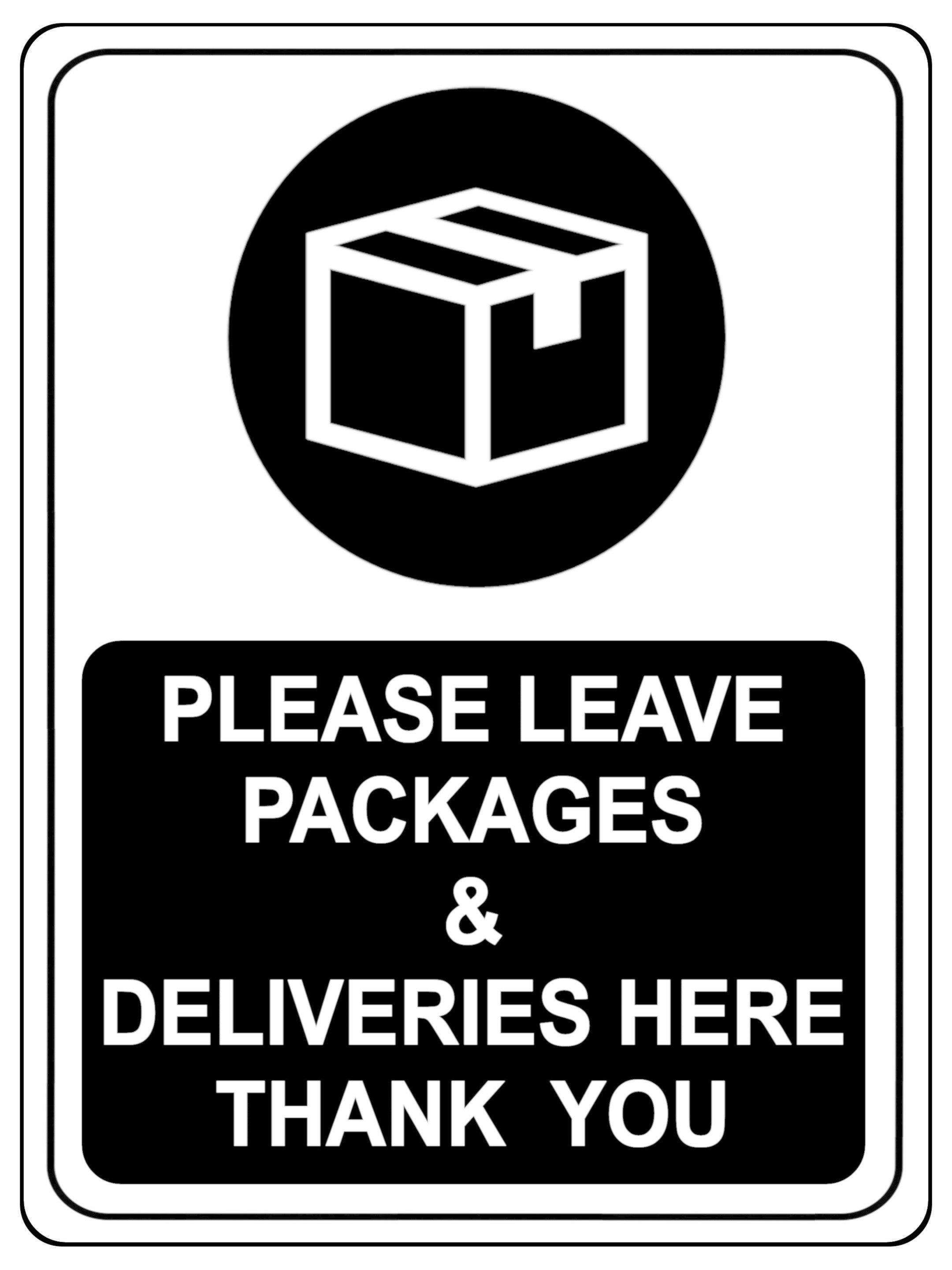 763 PLEASE LEAVE PACKAGES & DELIVERIES Metal Aluminium Plaque Sign Door Letters Parcel House