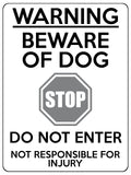 1738 WARNING BEWARE OF DOG DO NOT ENTER Door Gate Metal Aluminium Plaque Sign