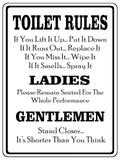 750 TOILET RULES Funny Metal Aluminium Plaque Sign For Door Wall House Office