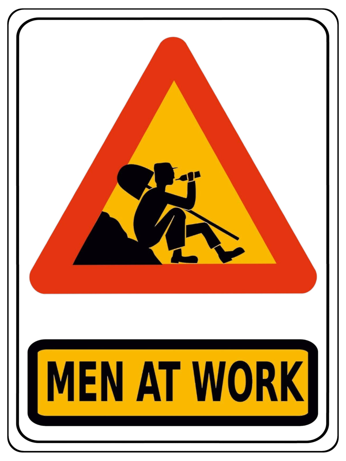 1159 MEN AT WORK Funny Joke Metal Aluminium Plaque Sign Alcohol House Garden