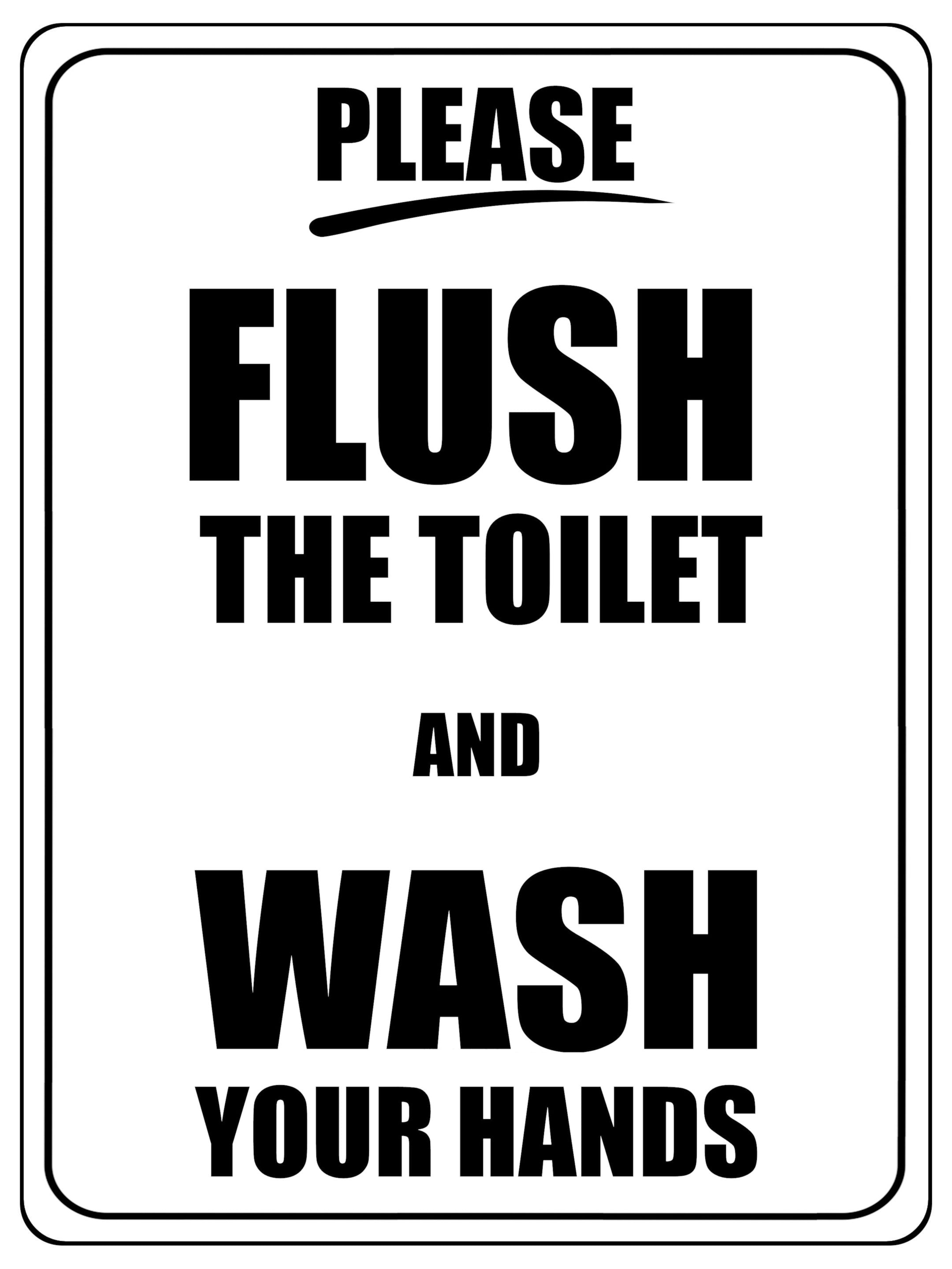 1289 PLEASE FLUSH THE TOILET AND WASH YOUR HANDS Metal Aluminium Plaque Sign