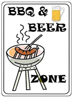 884 BBQ & BEER ZONE Metal Aluminium Plaque Sign Door Gate House Bar Pub Garden