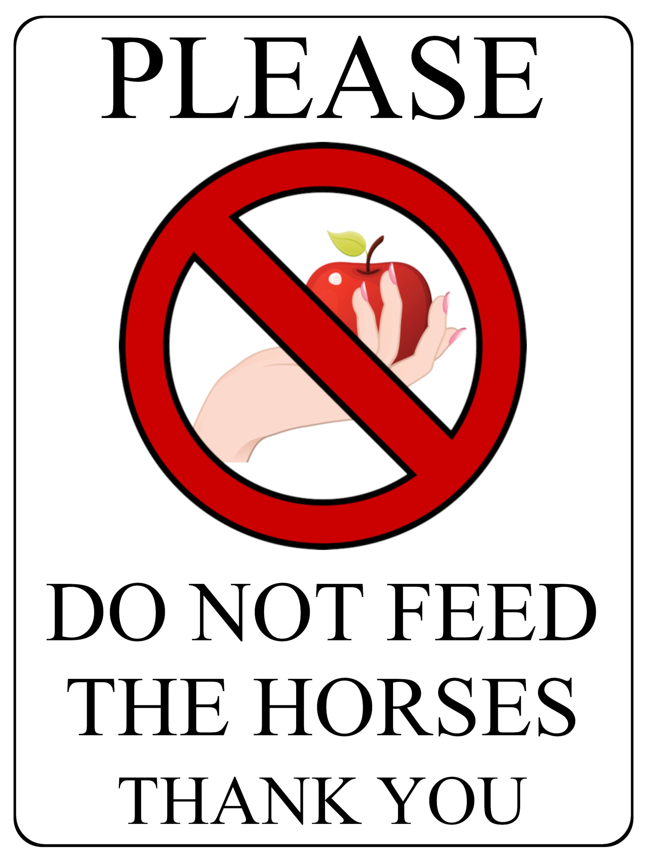 1123 PLEASE DO NOT FEED THE HORSES Pony Metal Aluminium Sign Plaque Stable Door Wall Gate