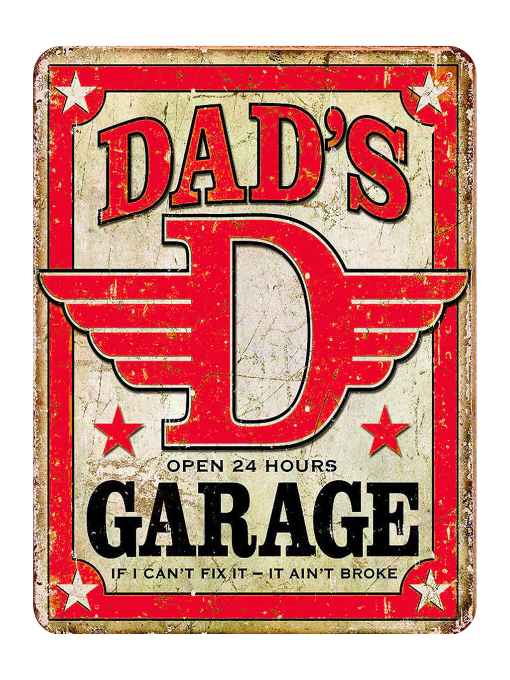 860 DADS GARAGE OPEN 24hrs Metal Aluminium Plaque Sign Door House Garden Shed
