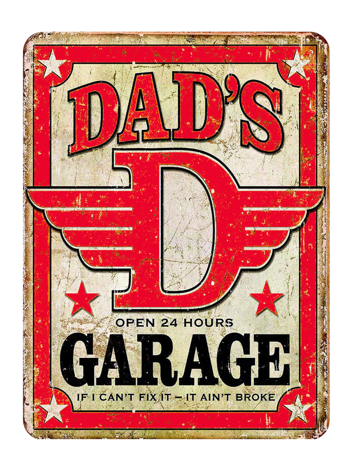 860 DADS GARAGE OPEN 24hrs Metal Aluminium Plaque Sign Door House Garden Shed