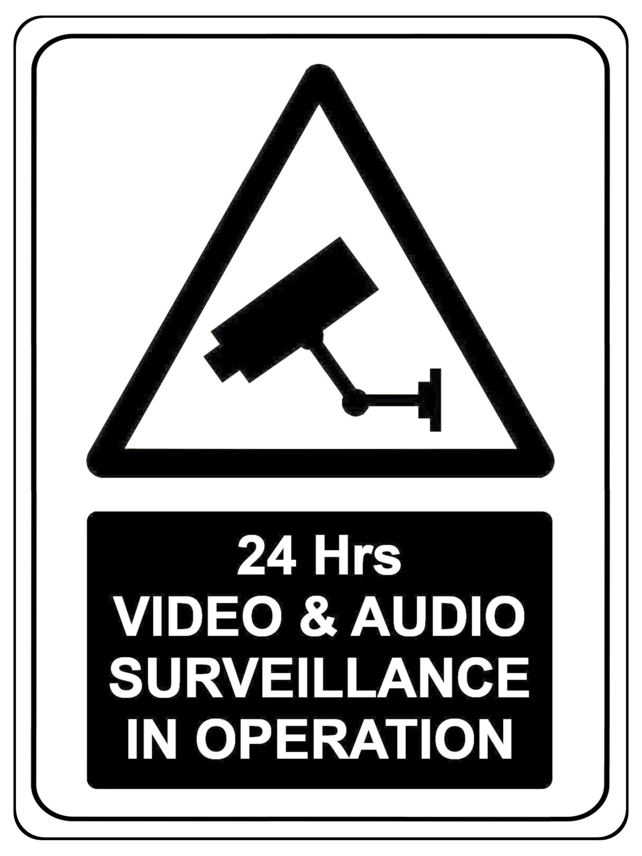 1002 CCTV 24 Hrs VIDEO & AUDIO SURVEILLANCE Safety Metal Aluminium Plaque Sign Wall House Office