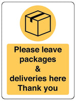 764 PLEASE LEAVE PACKAGES & DELIVERIES Metal Aluminium Plaque Sign Door Letters Parcel House