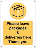 764 PLEASE LEAVE PACKAGES & DELIVERIES Metal Aluminium Plaque Sign Door Letters Parcel House